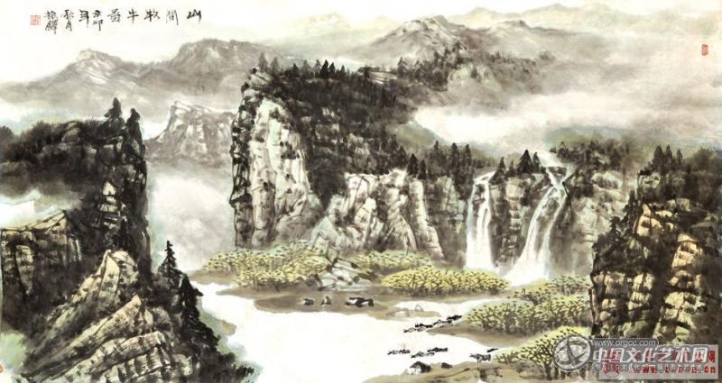 山间牧牛图