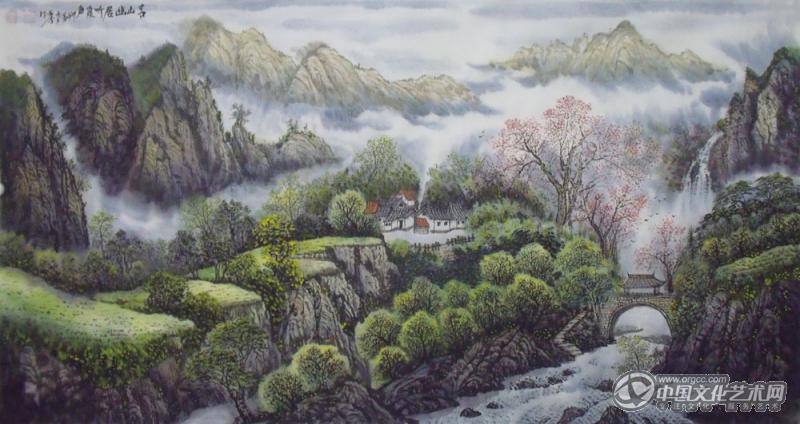 画家闫秀伶山水作品《青山幽居》