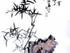 书画家郭朝卿花鸟作品《竹石》