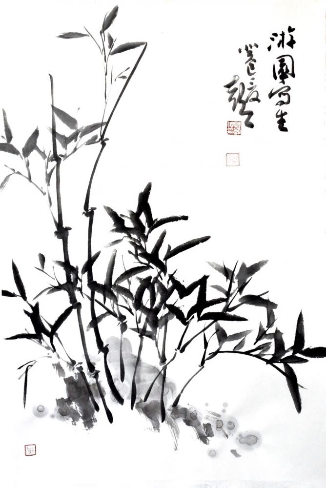 书画家郭朝卿花鸟作品《游园写生》