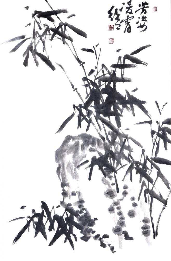 书画家郭朝卿花鸟作品《芳姿凌霄》