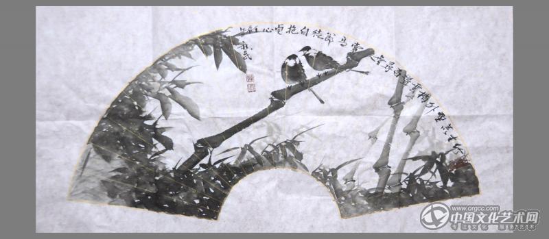 书画家韩社武扇面花鸟作品
