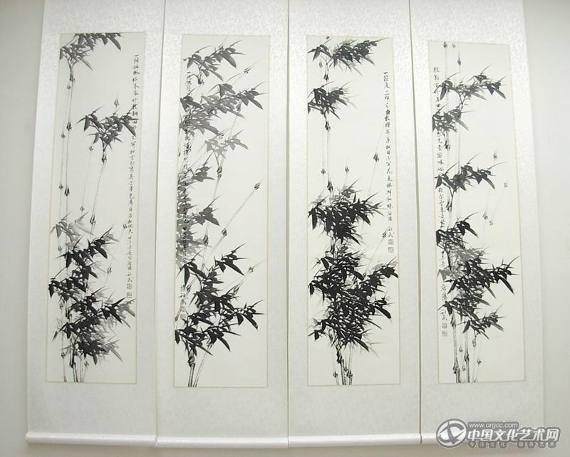 书画家韩社武花鸟作品《竹子四条屏》
