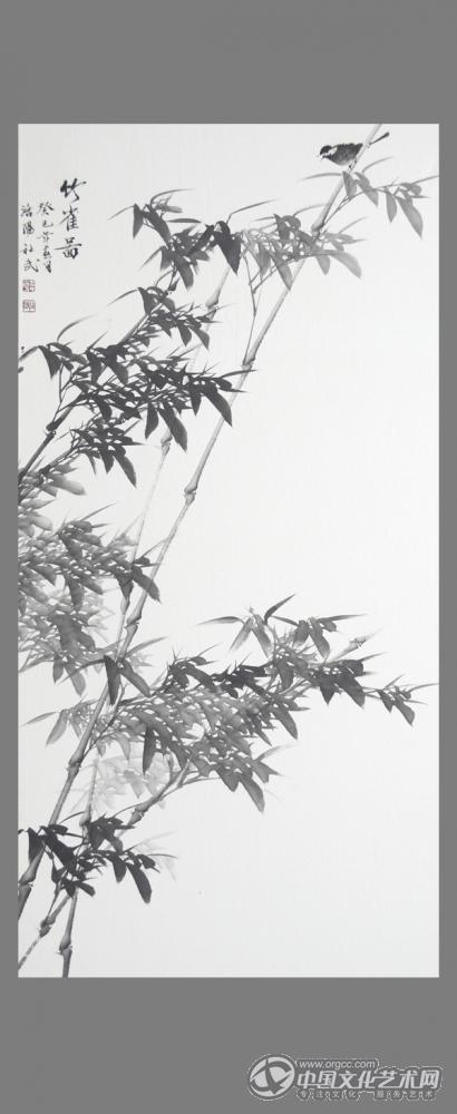 书画家韩社武花鸟作品《竹雀图》