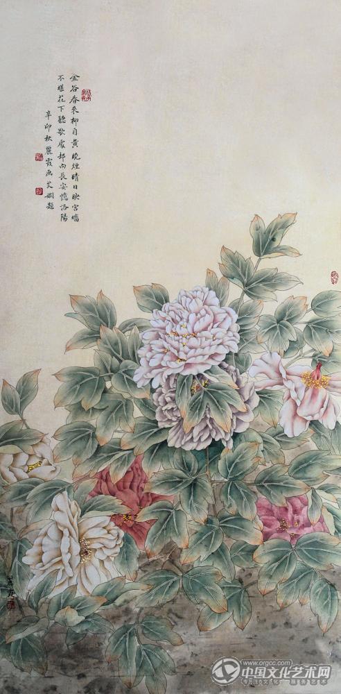 国画家常丽霞工笔花鸟作品《凝香》