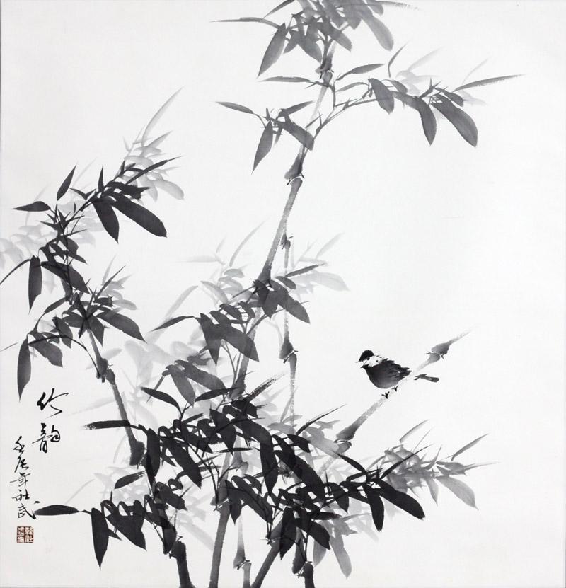 书画家韩社武花鸟作品《竹韵》