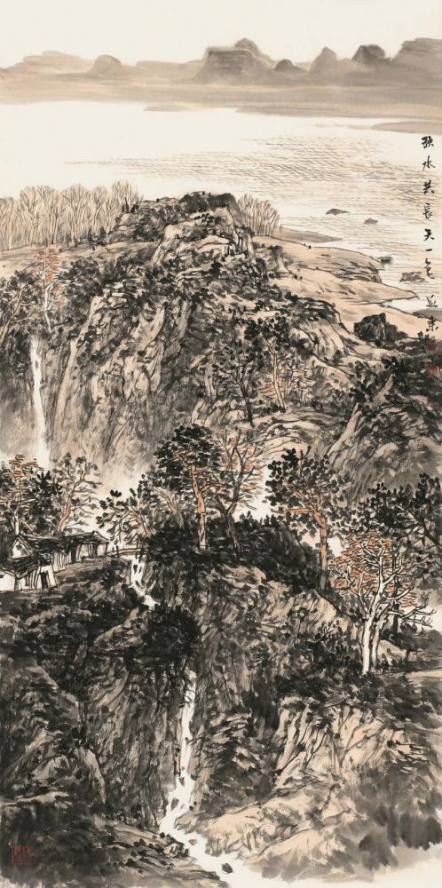 秋水共长天一色136cmx68cm 