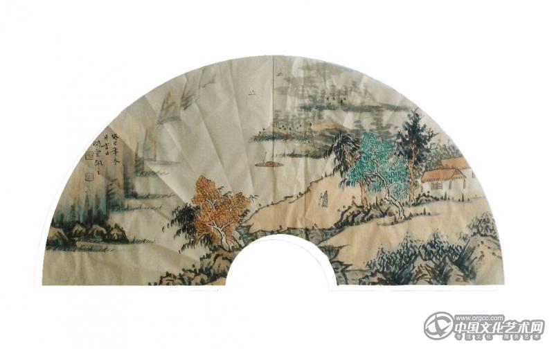 山水扇面