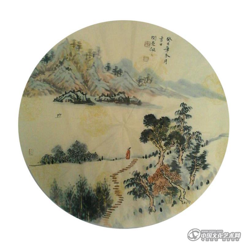 山水扇面