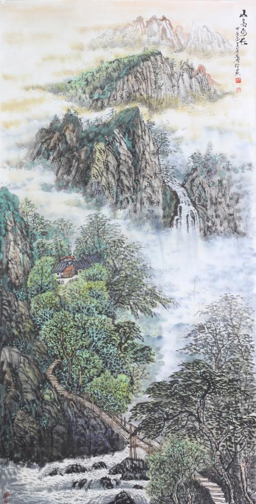 画家闫秀伶山水作品《山高水长》