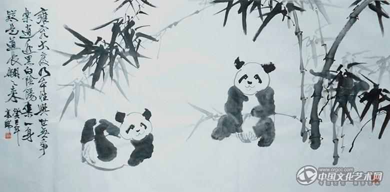 自创熊猫诗意画