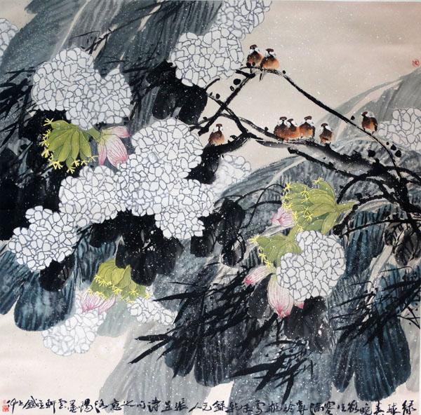 画家索铁生花鸟作品
