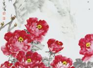 084 刘辛宽《国色天香》 写意花鸟 尺寸：138X68 参考价：RMB24000 起拍价：RMB——