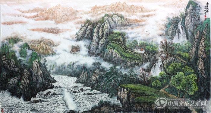 画家闫秀伶山水作品《山峦锦绣》