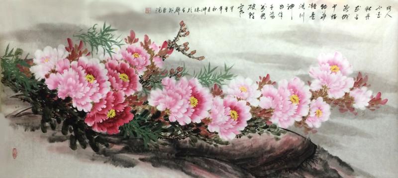 画家郝淑琳花鸟作品《何人不爱牡丹花》