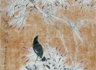 102号 康利民 《君子风韵》 工笔花鸟 尺寸：136X68