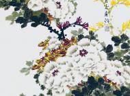 095号 屈吟庵 《素艳雪凝树》 写意花鸟 尺寸：138X68