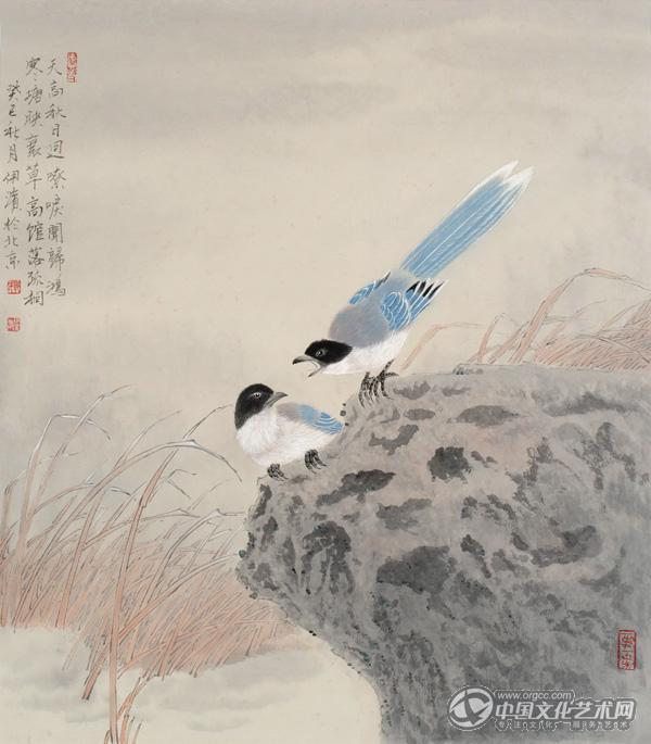 画家郭伊滨花鸟作品《天高秋日远》