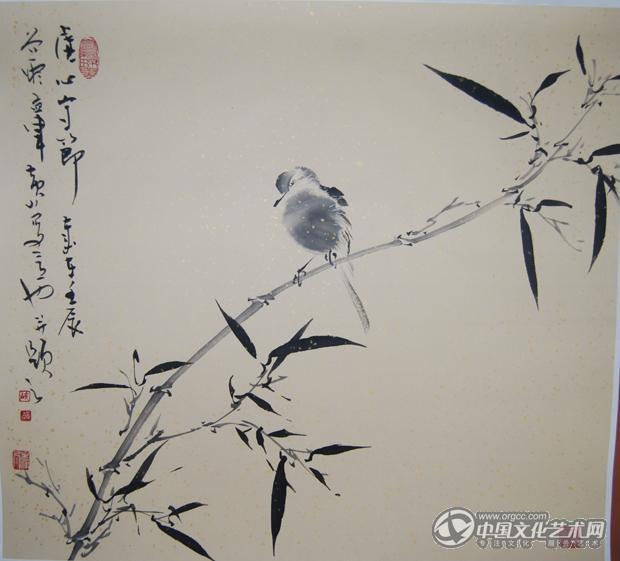 画家黄山花鸟作品《虚心守节》
