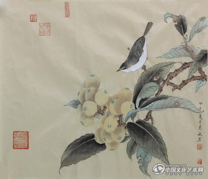 书画家吴惠敏花鸟作品《金果累累》