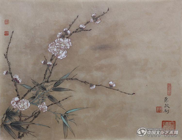 书画家吴惠敏工笔花鸟作品《梅花》
