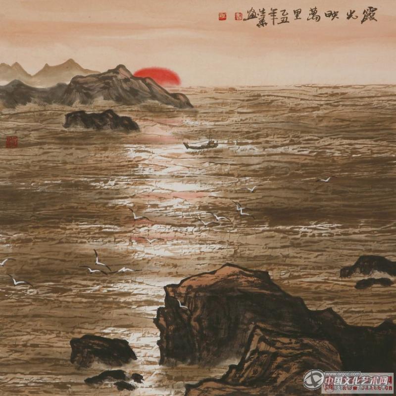 霞光映万里-2009年纸本设色