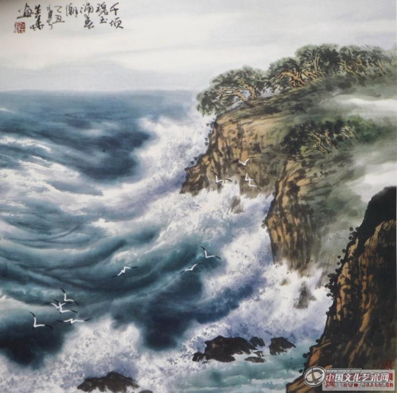 千顷碧玉涌春潮