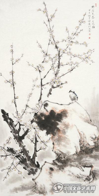 画家郭伊滨花鸟作品《盼春》