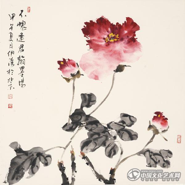 画家郭伊滨花鸟作品《不愧逢君翰墨场》