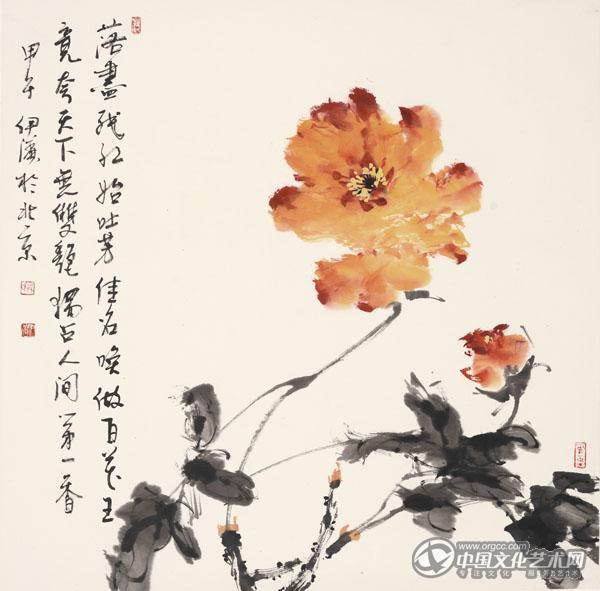 画家郭伊滨花鸟作品《落尽残红始吐芳》