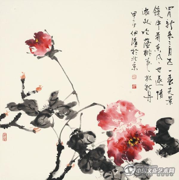 画家郭伊滨花鸟作品《牡丹系列之一》