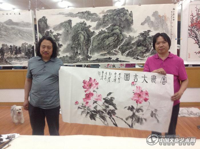 画家郭伊滨与贾广健老师合作牡丹