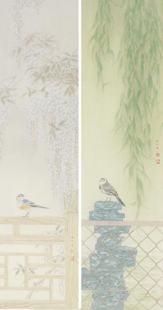 近观春色，静听秋风左幅