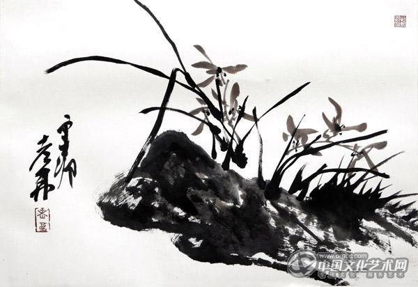 书画家郭朝卿花鸟作品《兰花》