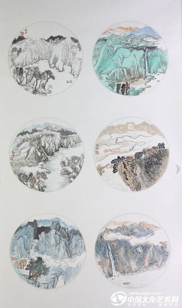 书画家严浩山水团扇作品