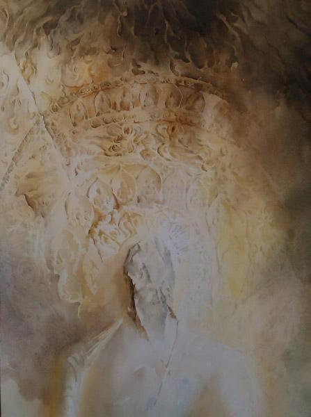 画家宋新喜水彩作品《龙门石窟之魏灵藏龛》