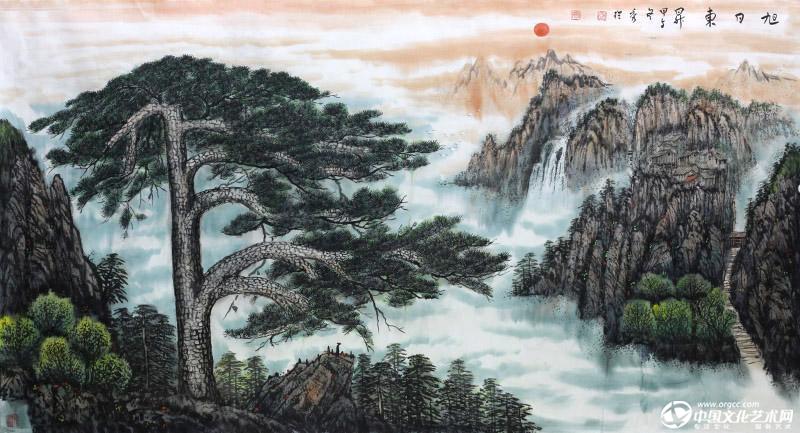 画家闫秀伶山水作品《旭日东升二》