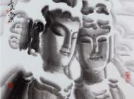 双尊立雪-王玉良-68x68cm-水墨纸本-2013年