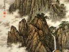 左光生国画：彩云环抱黄山峰（180x97com）
