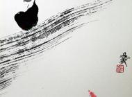 心随鱼水闲  纸本水墨 46×34cm 2012年