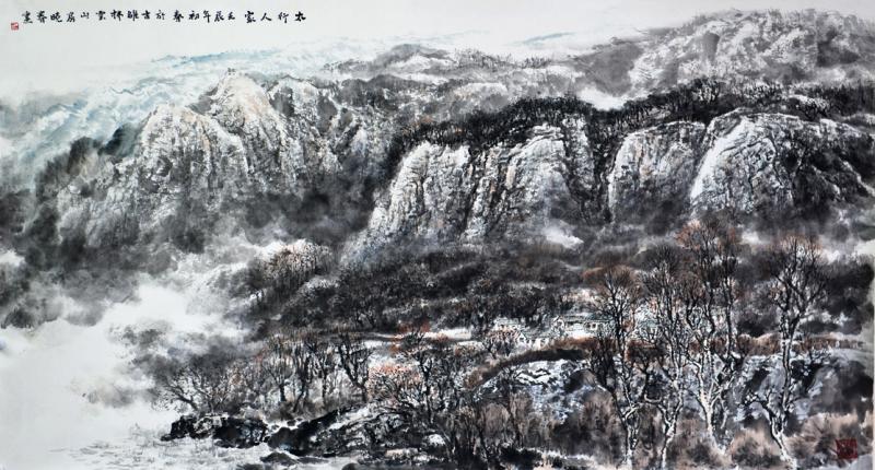 画家杜晓春山水作品《水行人家》