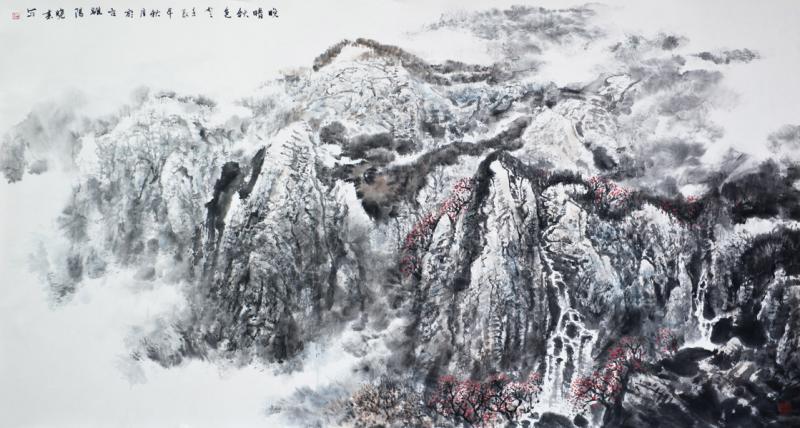 画家杜晓春山水作品《晚晴秋色》