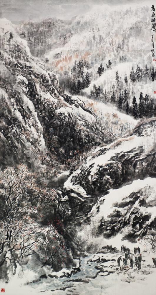 画家杜晓春山水作品《高原回声》