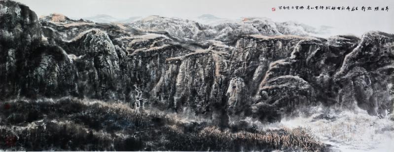 画家杜晓春山水作品《冬日照太行》