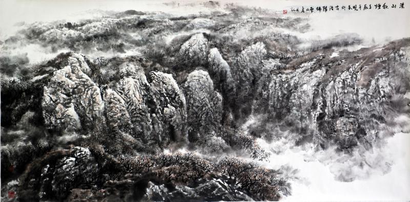 画家杜晓春山水作品《溪山秋烟》