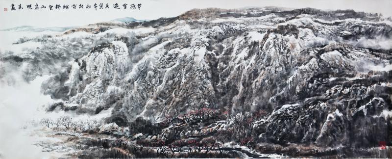 画家杜晓春山水作品《草原雪迹》