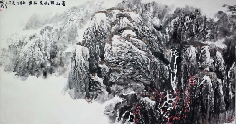 画家杜晓春山水作品《嵩山与秋色气势两相高》