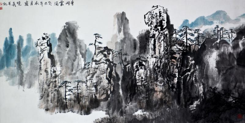画家杜晓春山水作品《奇峰云涌》