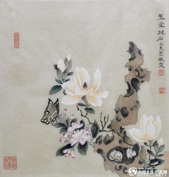 画家吴惠敏花鸟作品《玉堂桂石》