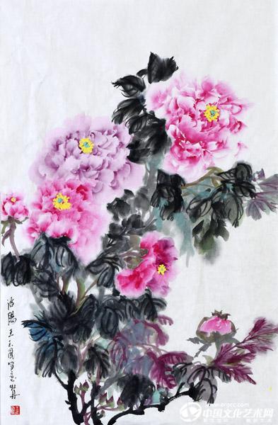 国画家王玉凤牡丹作品